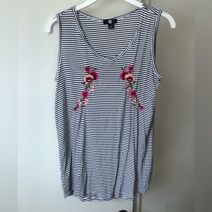 Striped razorback embroidered tank top